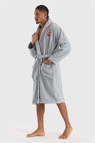 Be-0157-Gry  %100 Pamuk Gri Bornoz