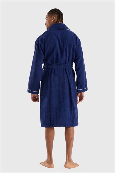 Be-0157-Nvy  %100 Pamuk Lacivert Bornoz