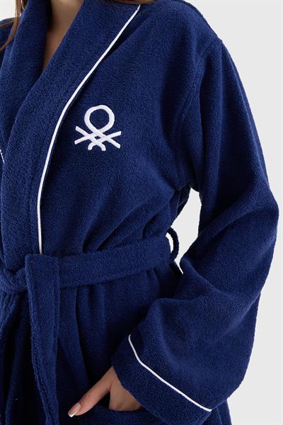 Be-0157-Nvy  %100 Pamuk Lacivert Bornoz