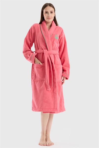 Be-0157-Pnk  %100 Pamuk Pembe Bornoz