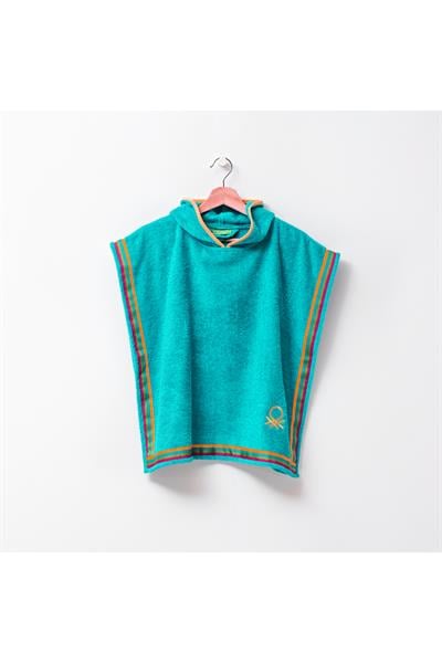 Be-0818-Tu  %100 Pamuk Turkuaz 65X65 Cm Çocuk Panço Havlu