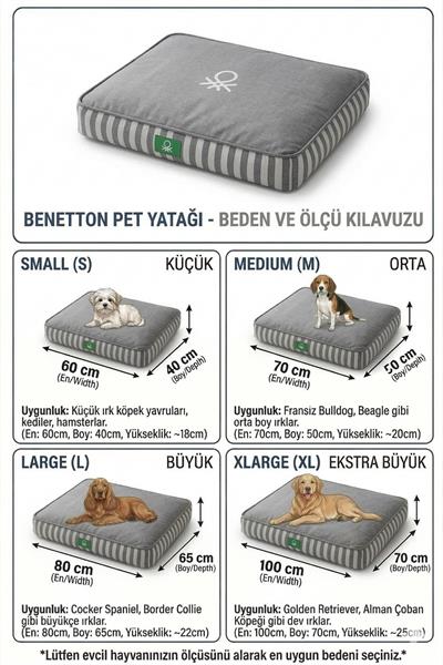 BE-1434 Kedi & Köpek Yatağı YEŞİL ÇİZGİLİ 60 x 40 cm