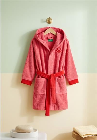 Be-2813-Pnk  %100 Pamuk Pembe 65X65 Cm Çocuk Bornozu