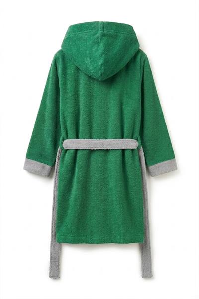 Be-2814-Gr  %100 Pamuk Yeşil 65X65 Cm Çocuk Bornozu