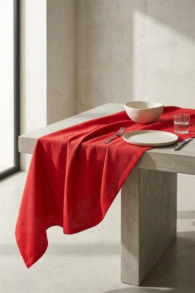 Be-28459-Rd  %100 Pamuk Kırmızı Düz  40*140 Cm Runner