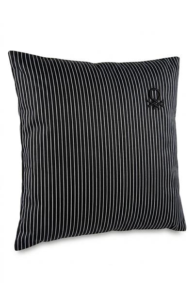 Be-28464-Bk  100% Pamuk 45*45 Cm Çizgili Kırlent Dolu Siyah Çizgili