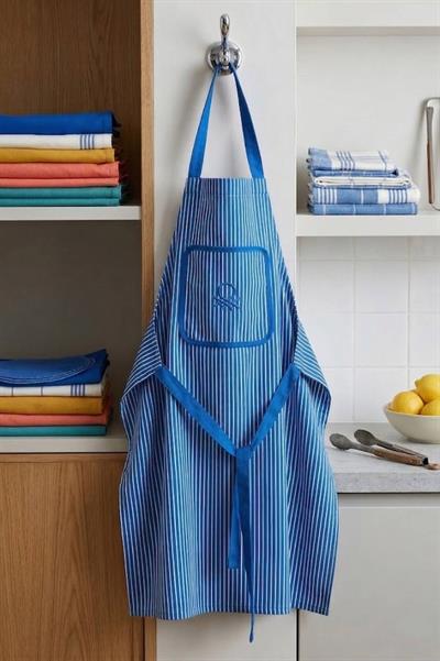 Be-28473-Bl  100% Pamuk 75*85 Cm Çizgili Mutfak Önlüğü Mavi Çizgili