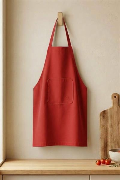 Be-28474-Rd  100% Pamuk 75*85 Cm Düz Mutfak Önlüğü Kırmızı
