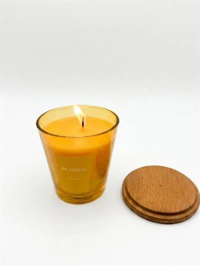 Be Home 160 Gr Ahşap Kapaklı Mum Sarı