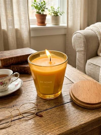 Be Home 160 Gr Ahşap Kapaklı Mum Sarı