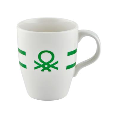 Benetton Porselen Kupa-Yeşil United Colors Of Benetton Logo Ve Çizgili