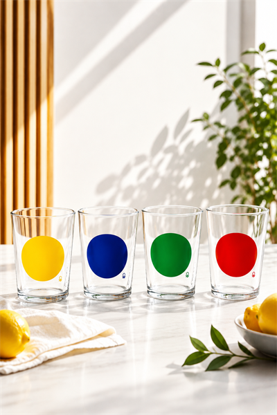 Be-Kct0026  Cam Çok Renkli Meşrubat Bardağı