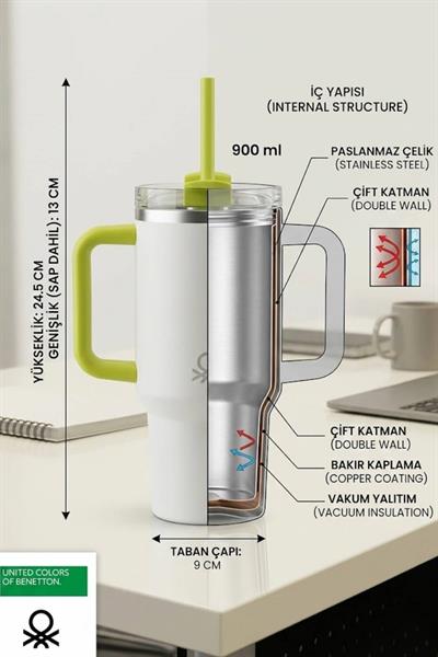 Be-Kct100-K  Çelik Termos 900 Ml. Kırmızı