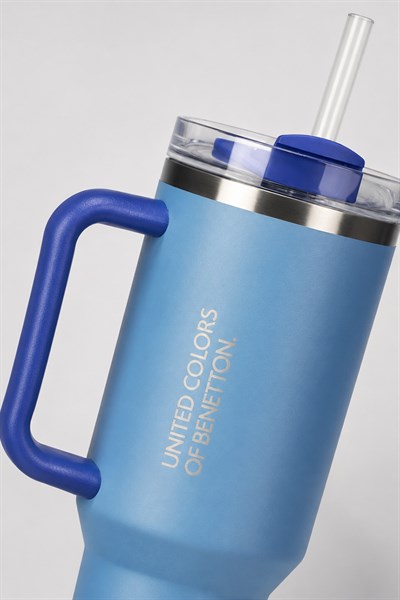 BE-KCT100-TZ Çelik Termos 900 Ml. Mavi  Zemin Mavi Kulp