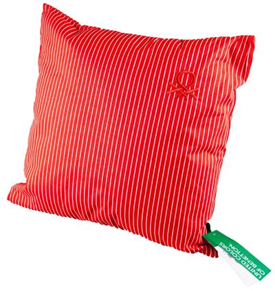 Benetton 100% Pamuk 45*45 Cm Çizgili Kırlent Dolu Kırmızı Çizgili