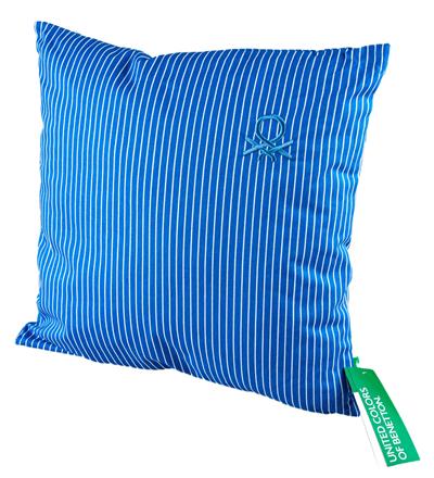 Benetton 100% Pamuk 45*45 Cm Çizgili Kırlent Dolu Mavi Çizgili