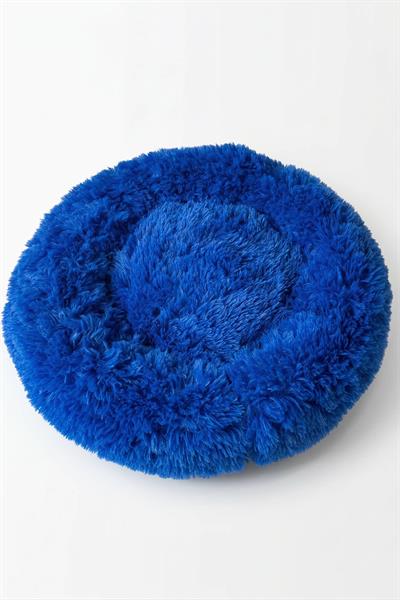 BNTMKT-0012-BL Uzun Kürklü Donut Kedi&Köpek Yatağı Mavi 45 CM