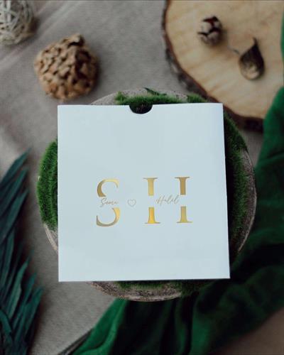 Beyaz Kare Zarflı Şeffaf Davetiye