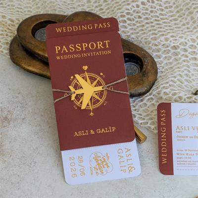 Bordo Renk Pasaport Davetiye