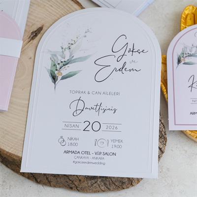 Çiçekli Oval Boho Davetiye