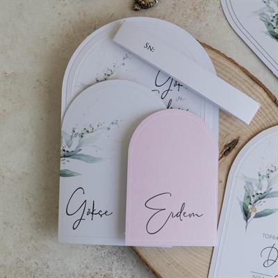 Çiçekli Oval Boho Davetiye