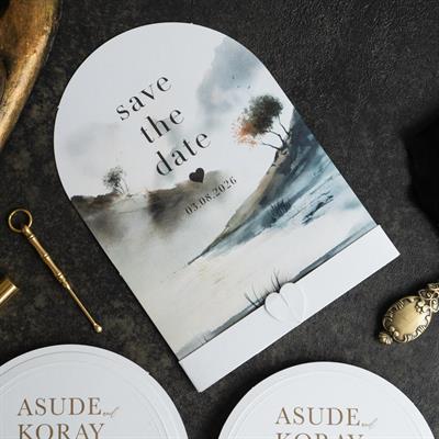 Dağ Temalı Oval Boho Davetiye