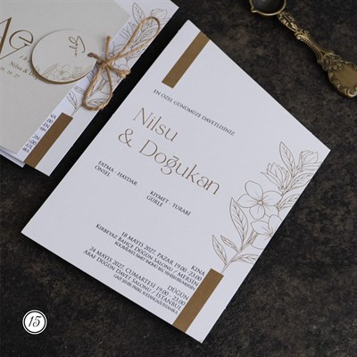 Köşe Kesim Geometrik Tasarımlı Save The Date Yazılı Özel Davetiye