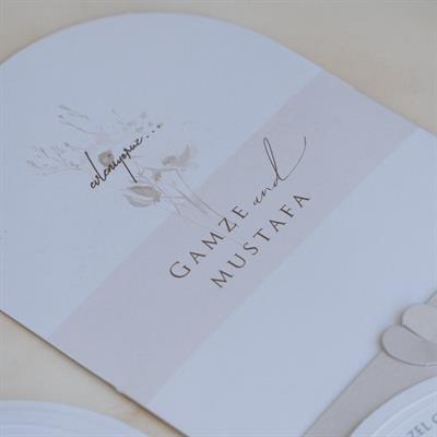 Krem Kahverengi Oval Boho Davetiye