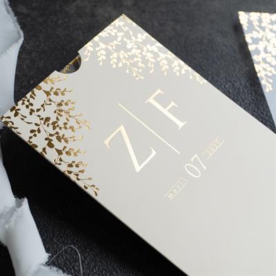 Krem Zarflı Yaldızlı Şeffaf Davetiye
