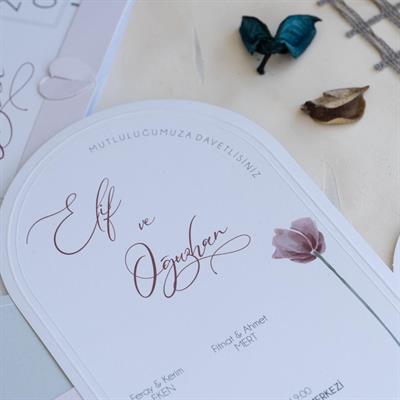 Lale Temalı Oval Boho Davetiye