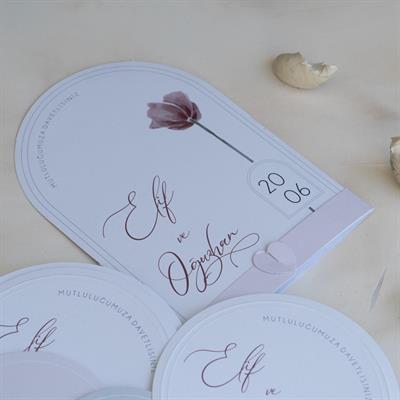 Lale Temalı Oval Boho Davetiye