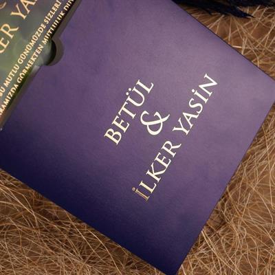 Mor Zarflı Yaldızlı Şeffaf Davetiye