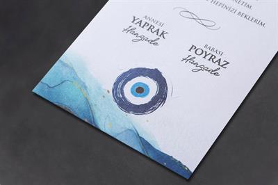 Nazar Boncuklu Mavili Sünnet Davetiyesi