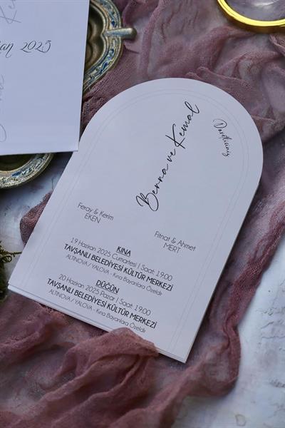 Sade Oval Düğün Davetiyesi