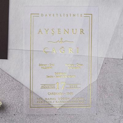 Siyah Zarflı Yaldızlı Şeffaf Davetiye