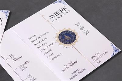 Tuğralı Katlamalı Sünnet Davetiyesi
