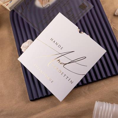 Yaldızlı Kare Zarflı Şeffaf Davetiye