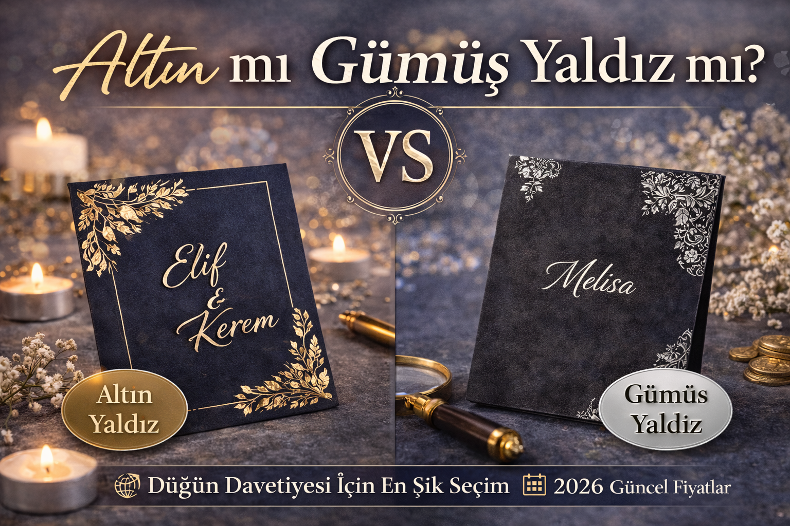 2026 altın ve gümüş yaldızlı lüks düğün davetiyesi modelleri ve fiyatları