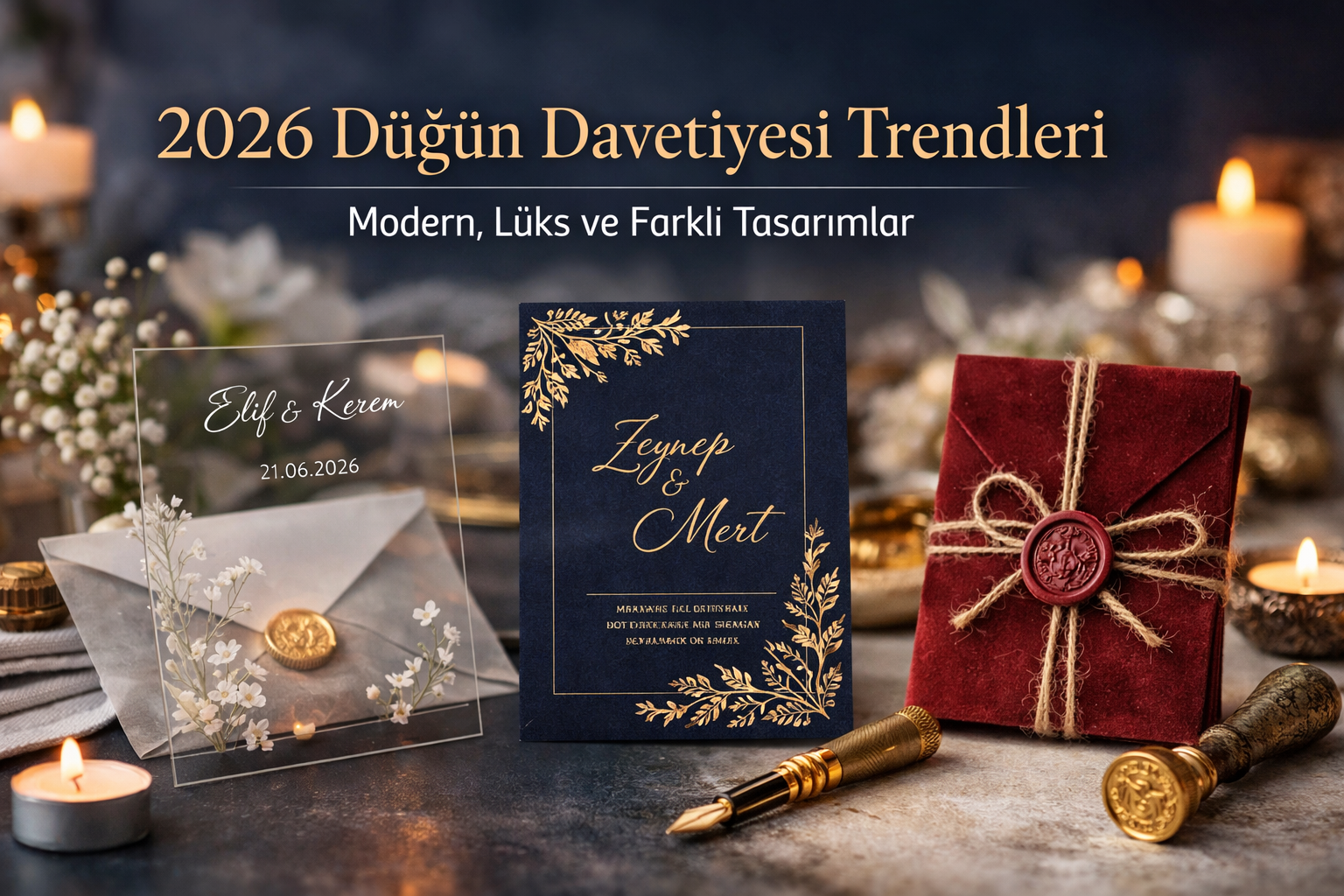 2026 düğün davetiyesi trendleri modern lüks ve farklı tasarım modelleri