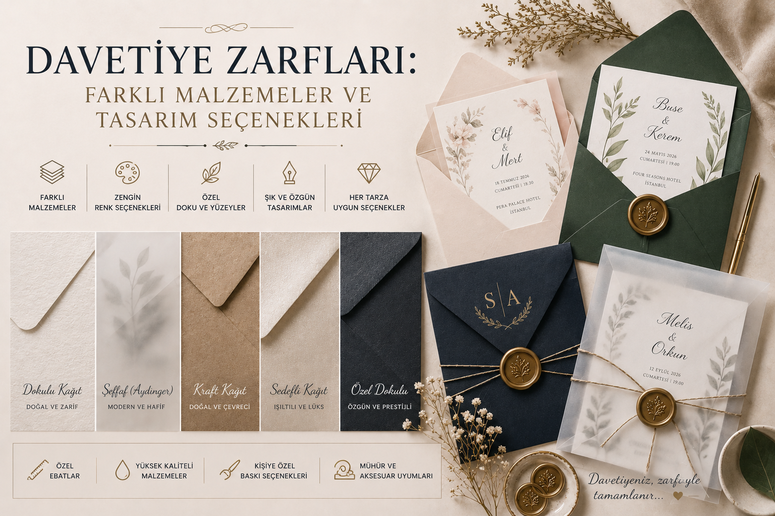 Davetiyeler,Zarf Tasarımı,Düğün Davetiyesi