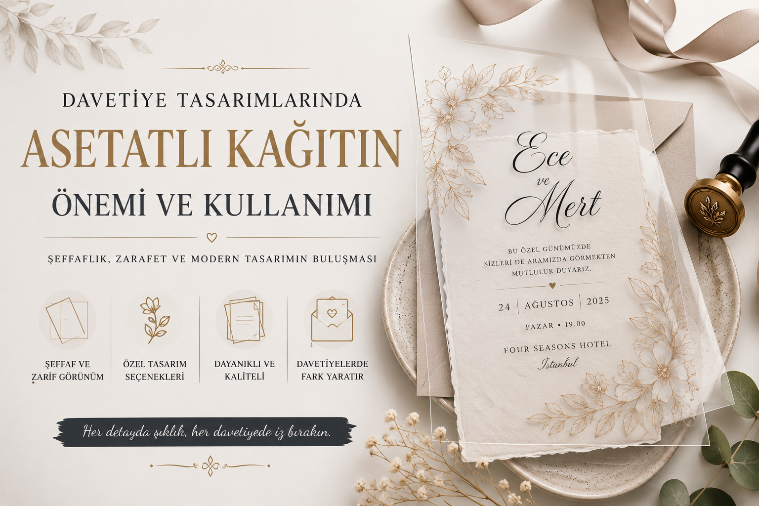 Davet Tasarımı,Asetat Kullanımı,Düğün Davetiyesi