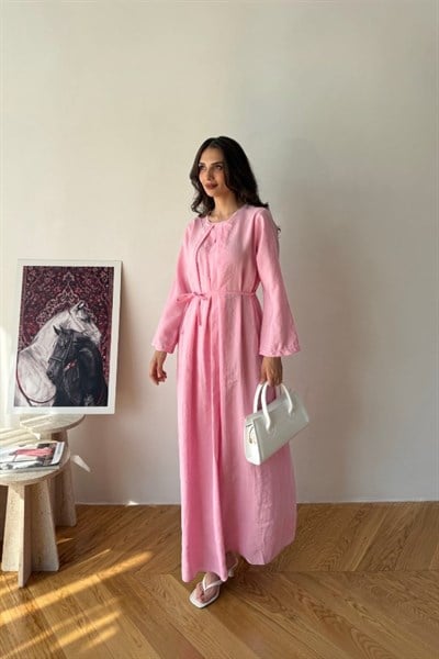 Alisa İnci Detaylı Elbise Pembe