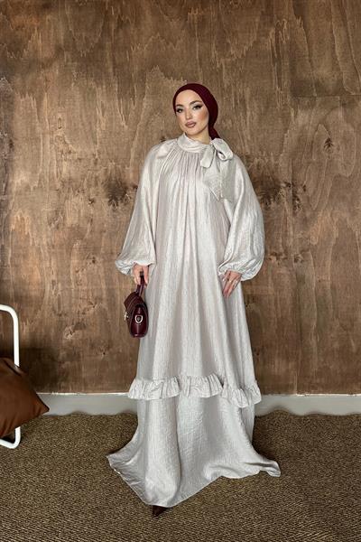 Alya Volanlı Elbise Bej