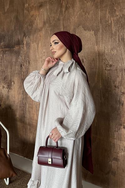 Alya Volanlı Elbise Bej