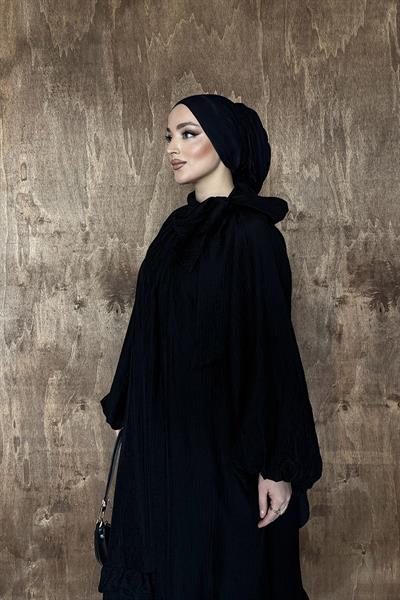 Alya Volanlı Elbise Siyah