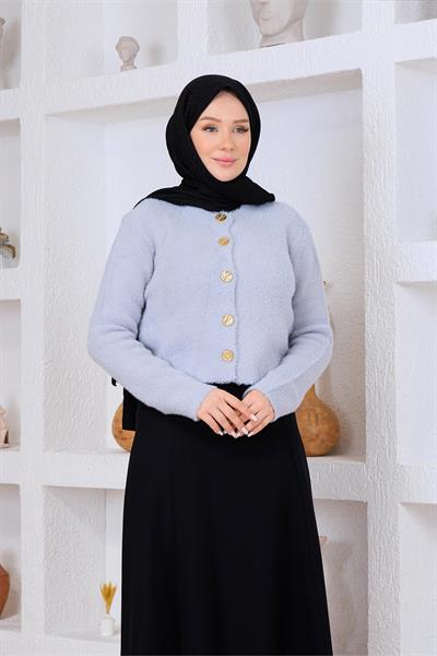 Angora Kısa Hırka Gri