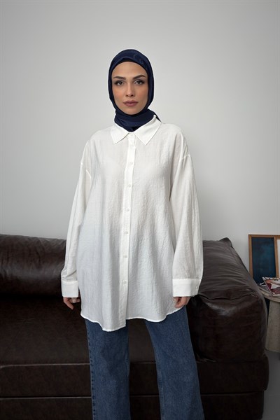 Asel Oversize Gömlek Beyaz