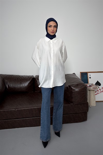 Asel Oversize Gömlek Beyaz