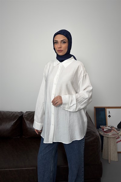Asel Oversize Gömlek Beyaz