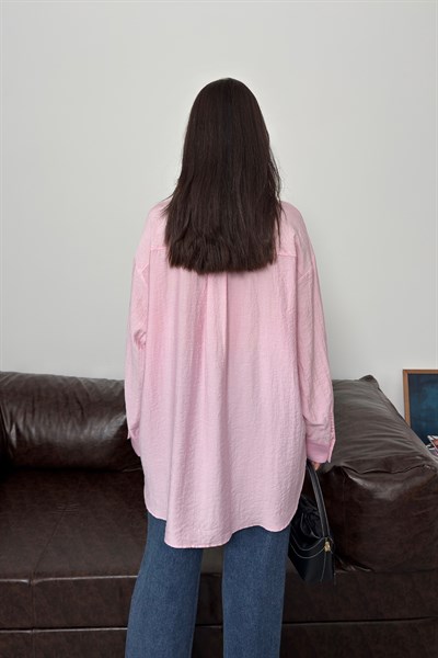 Asel Oversize Gömlek Pembe
